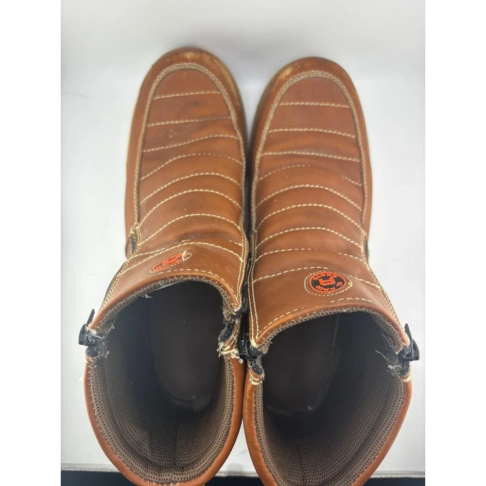 El Arco Boots Mens Brown Leather Side Zip Ribbed Moc Toe Wedge Sole 30 52828 330